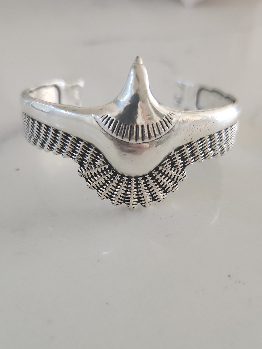 Textured Solid 925 Silver Cuff Bracelet - Classic Silver Women Jewelry